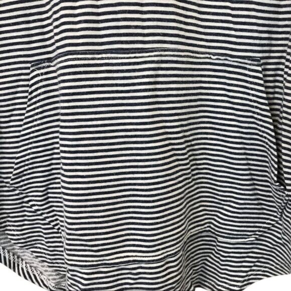 Sunday Size M Soft Stripe Pullover Hoodie Sweatshirt Navy White Stretch Nautical - Picture 7 of 8